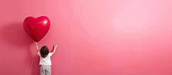 Small child with a heart balloon