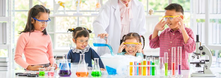 Children doing a lab experiment
