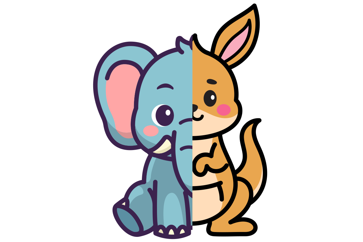 Cartoon of half elephant half kangaroo