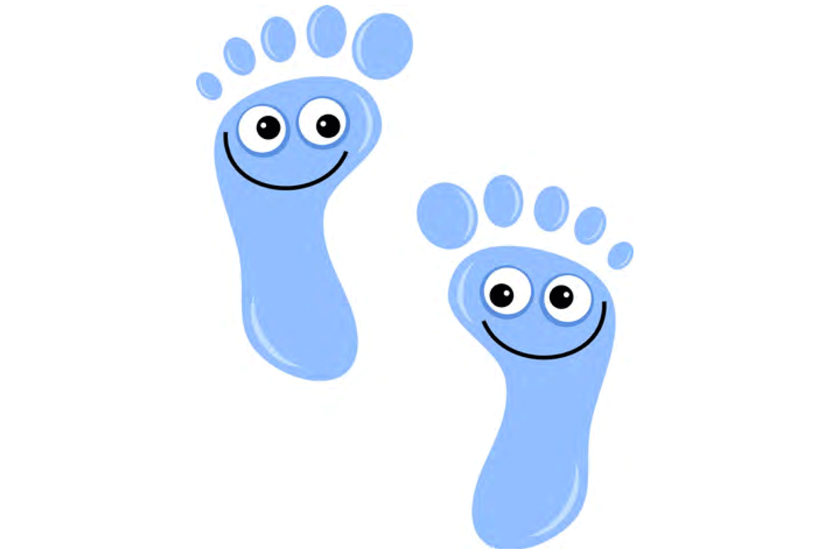 Blue cartoon feet with smiley faces