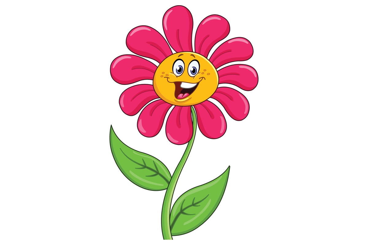 Cartoon flower with face