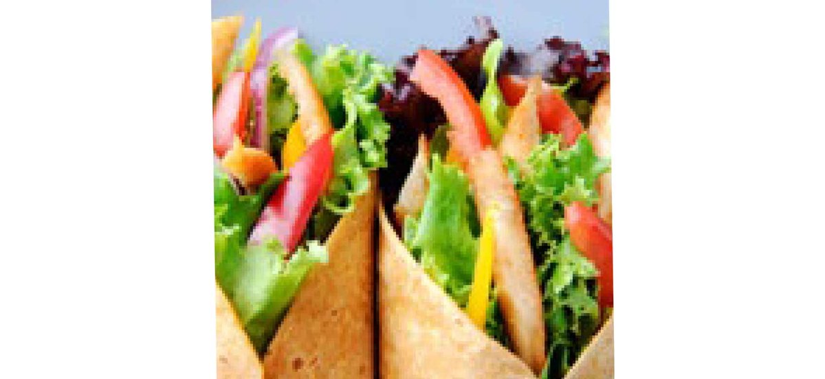 Close up of two veggie wraps