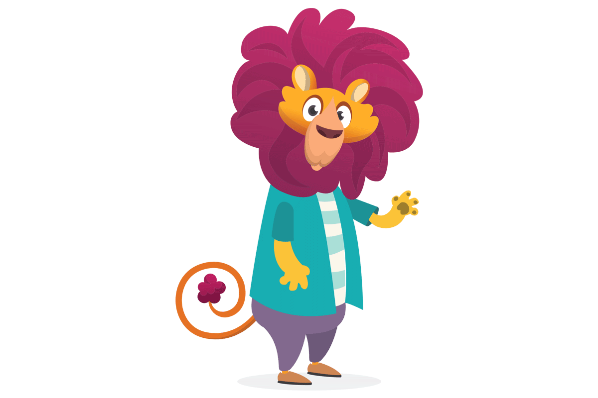 Cartoon lion with sports coat