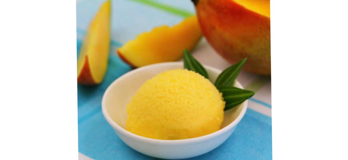 Bowl of mango sorbet