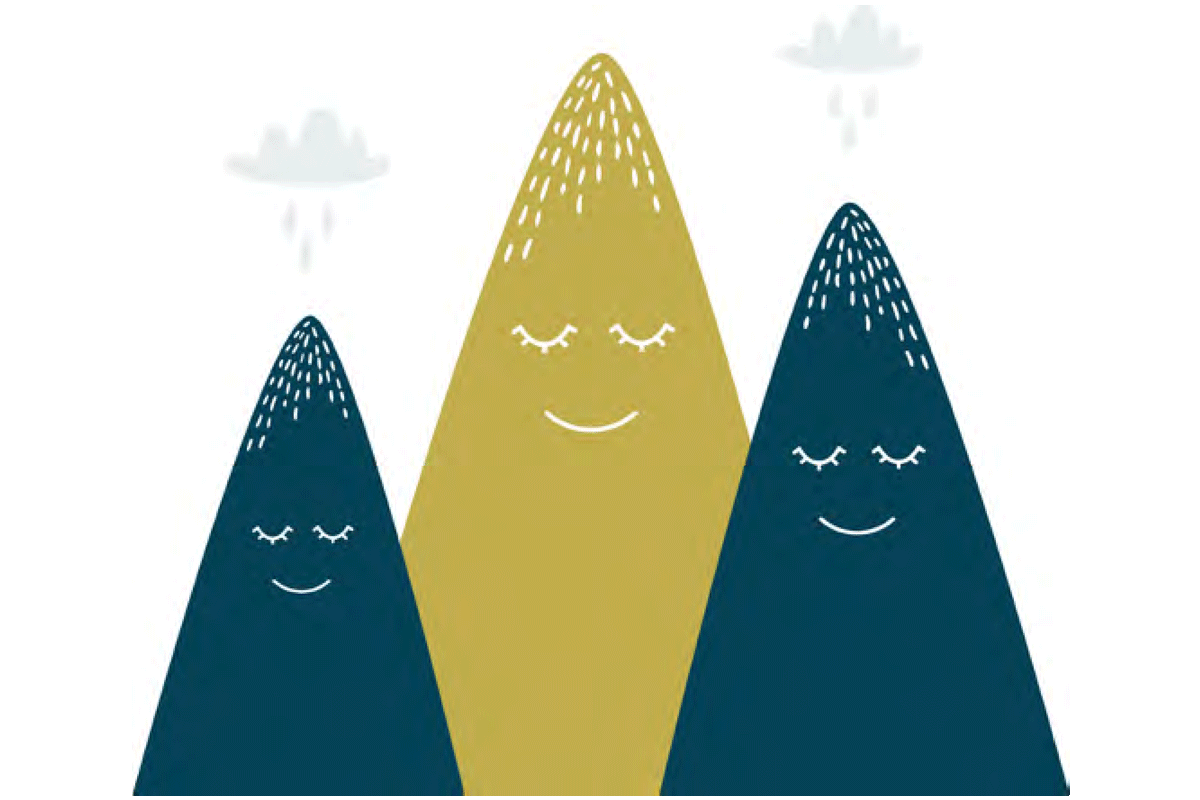 Cartoon mountains with faces