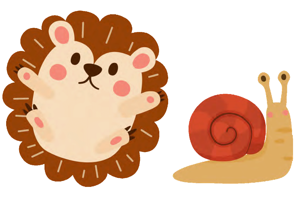 Cartoon porcupine and snail