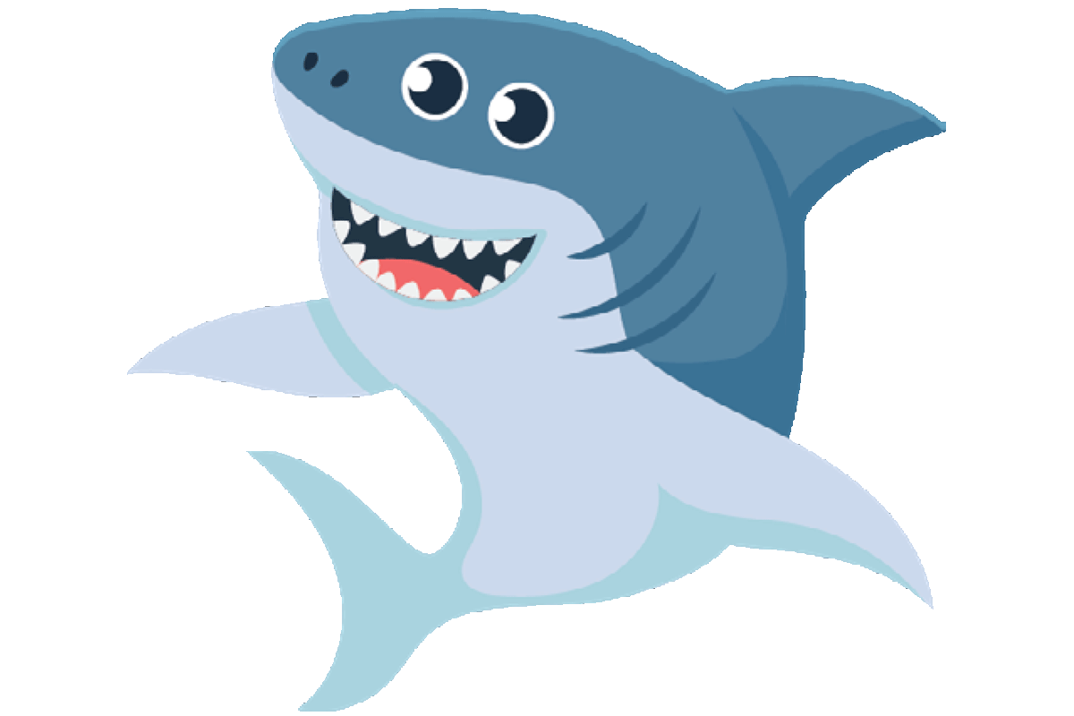 Smiling cartoon shark