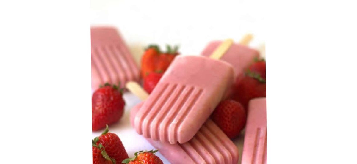 Strawberry Coconut Milk pops and fresh strawberries