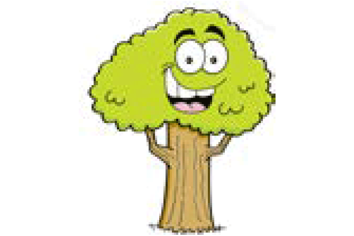 Cartoon tree with a smiley face